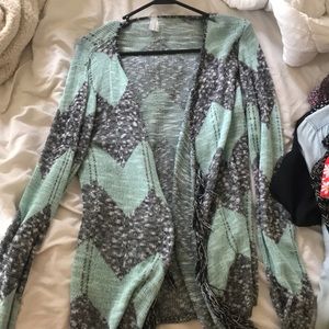 Mint green and grey sweater